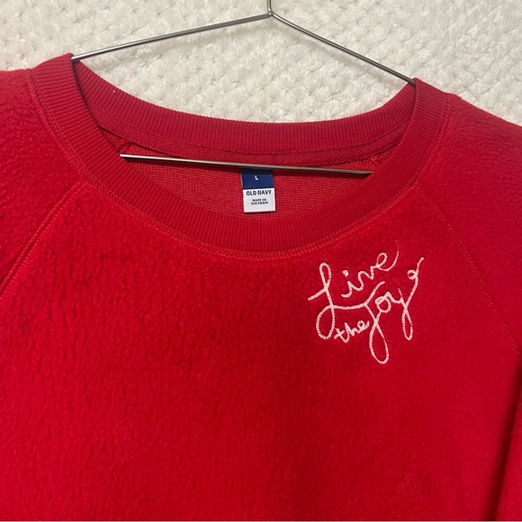 Old Navy Womens Vintage Sherpa Easy Sweatshirt Christmas Red Large Cozy NWT - Picture 4 of 8